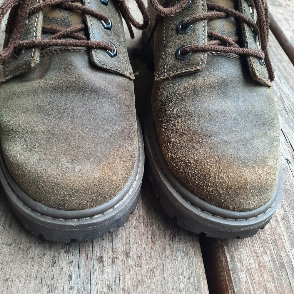 Skechers Utility Alley Cat Brown Suede Leather Lace-up Oxford Shoes Size 7